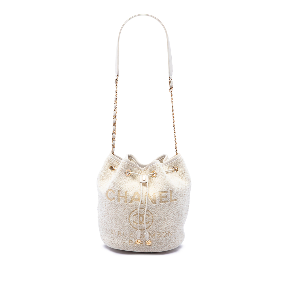 Pre-Loved Chanel Small Tweed Deauville Drawstring Bucket Bag